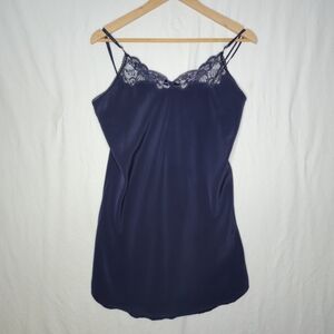 Silk & Satin Ladies Navy Spaghetti Strap Lace Lingerie Size Medium